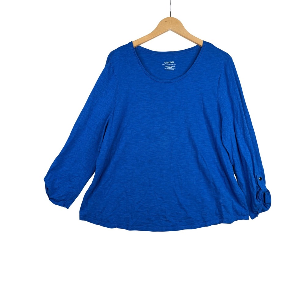 Chico's Scoop Neck Long Sleeve Tee‎ size XL Blue